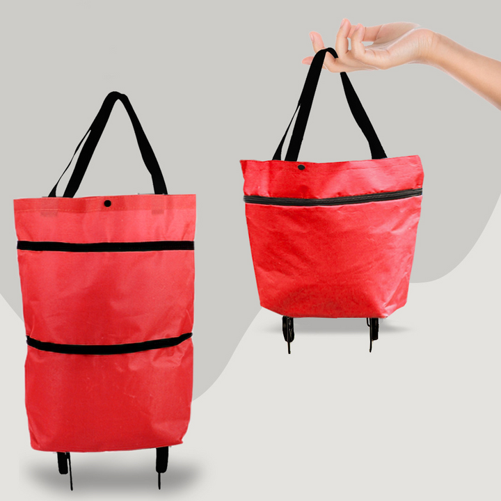 2-in-1 Faltbare Einkaufstasche mit Rollen