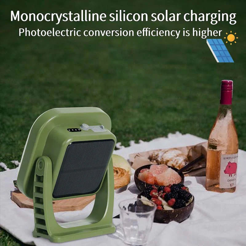 80W Led Solar- Aufladbare Campinglampe Mit Magnet Und Zoomfunktion