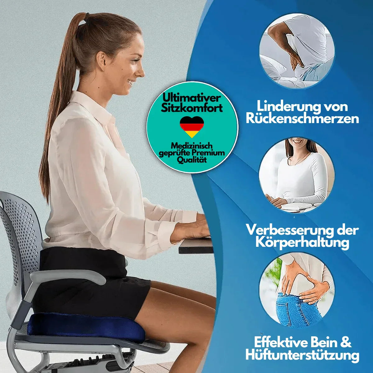 Ergonomisches 4D Komfort Sitzkissen Mit Orthopädischer Unterstützung