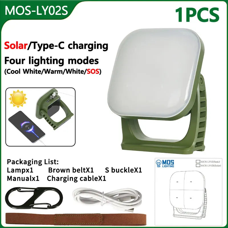 80W Led Solar- Aufladbare Campinglampe Mit Magnet Und Zoomfunktion
