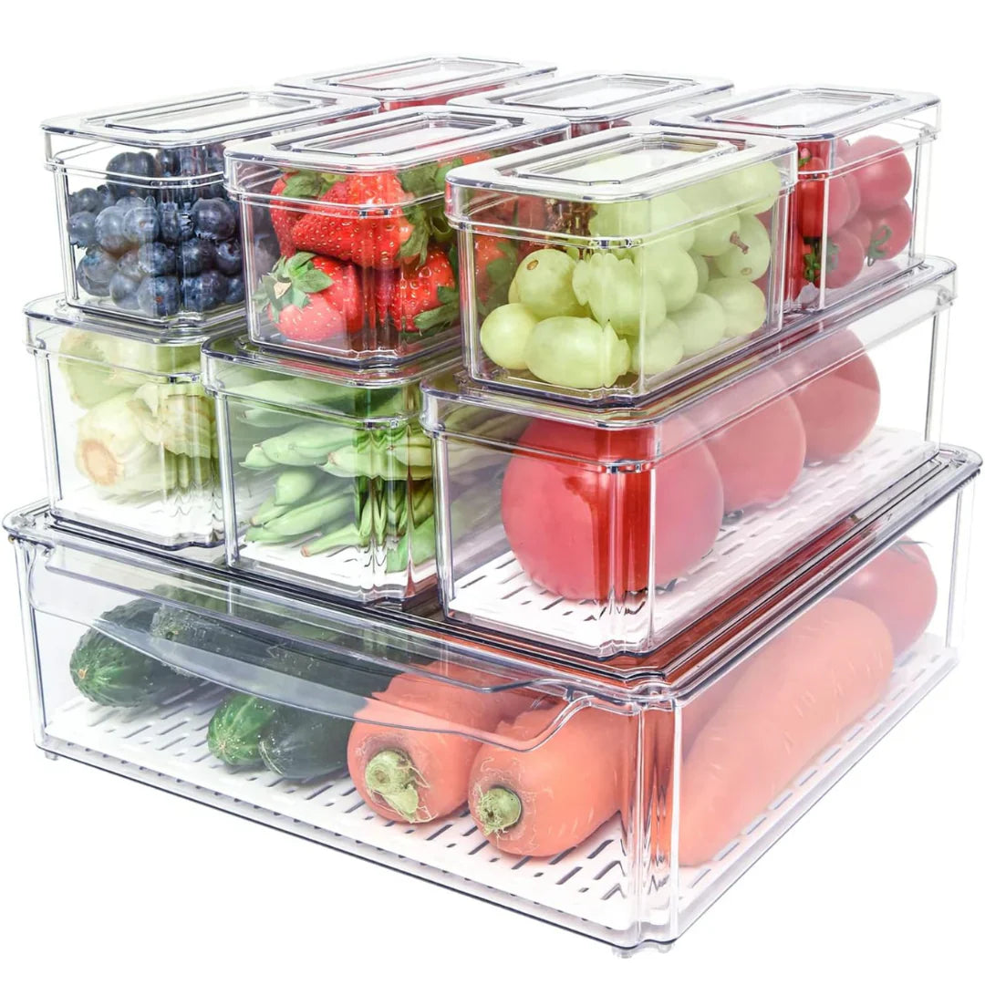 Stapelfähiges Kühlschrank-Organizer-Set Mit 10 Aufbewahrungsboxen