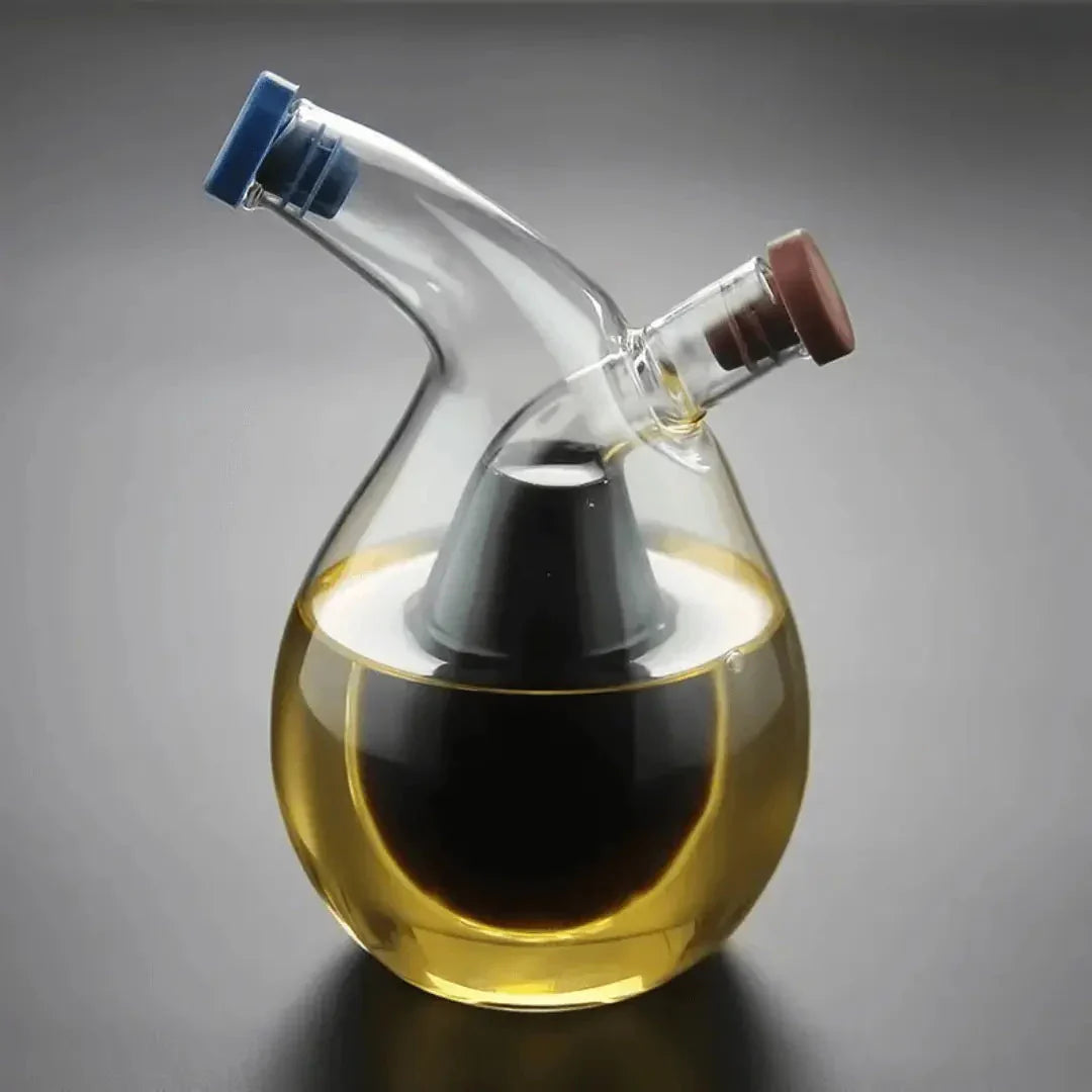 Öl und Essigspender – Doppelte Glasflasche für Stilvolles Servieren und Aufbewahren