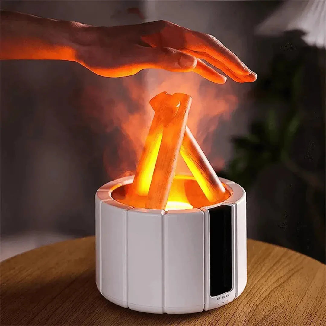 Flammen-Luftbefeuchter mit LED – Ultraschall-Diffuser & Aromatherapie mit Kaminfeuer-Effekt