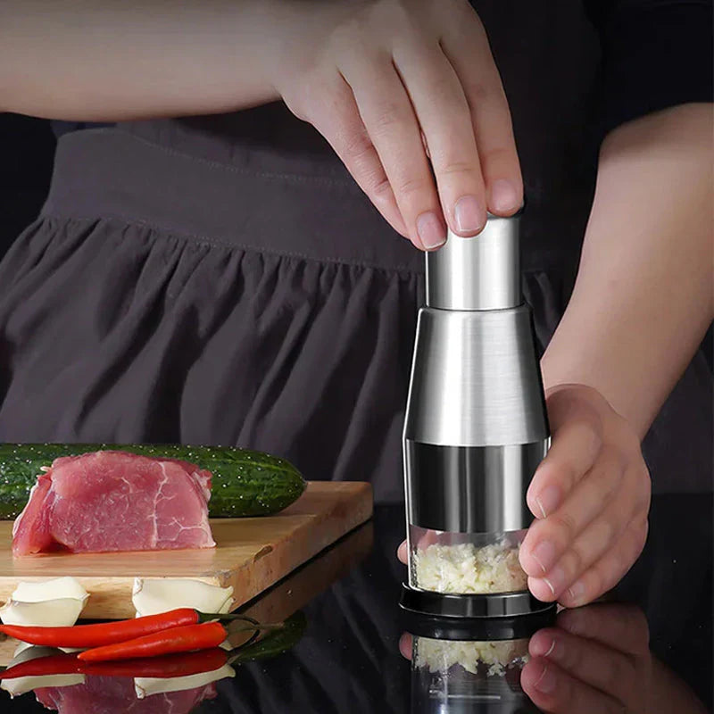 Multifunktionaler Knoblauch und Gemüsehacker – Edelstahl Zerkleinerer für Schnelles Schneiden