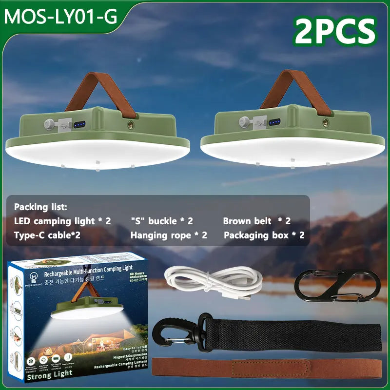 80W Led Solar- Aufladbare Campinglampe Mit Magnet Und Zoomfunktion
