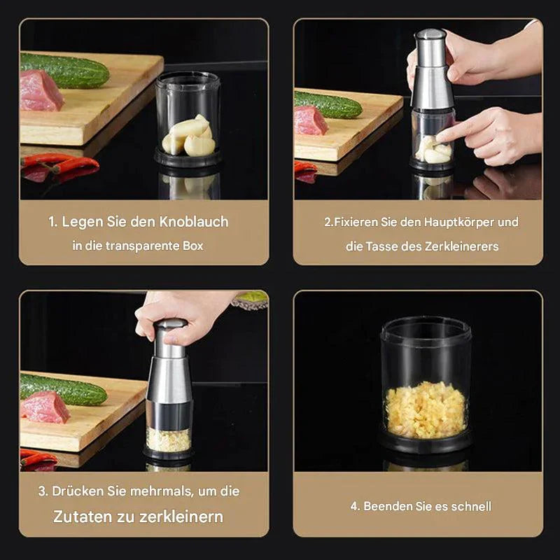 Multifunktionaler Knoblauch und Gemüsehacker – Edelstahl Zerkleinerer für Schnelles Schneiden
