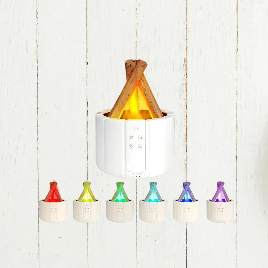Flammen-Luftbefeuchter mit LED – Ultraschall-Diffuser & Aromatherapie mit Kaminfeuer-Effekt
