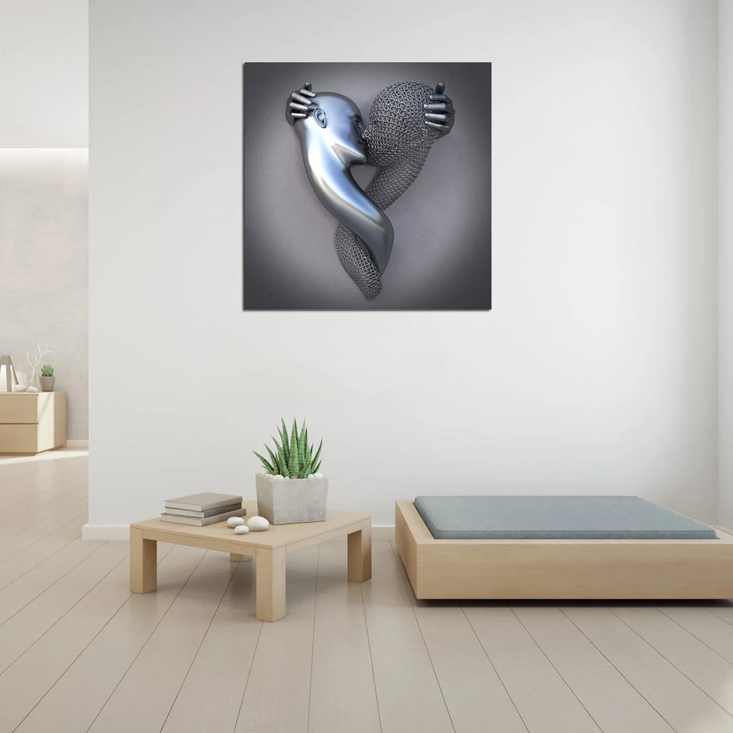 Liebes-Canvas mit Eleganter Metallfigur in Modernem Design