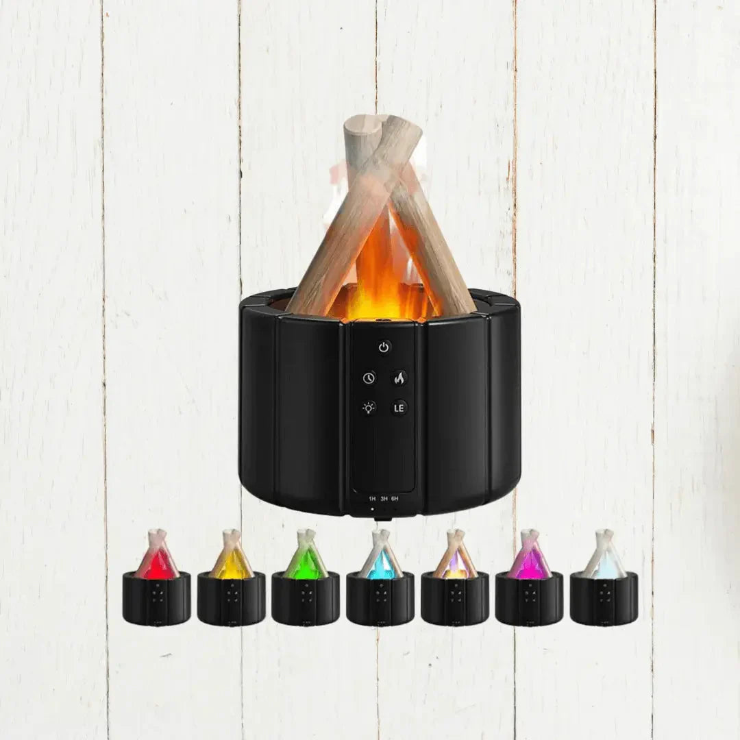 Flammen-Luftbefeuchter mit LED – Ultraschall-Diffuser & Aromatherapie mit Kaminfeuer-Effekt