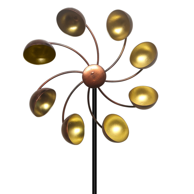 Dekorative Garten-Windmühle mit Metallblüten – Farbiges Windspiel für Außenbereich