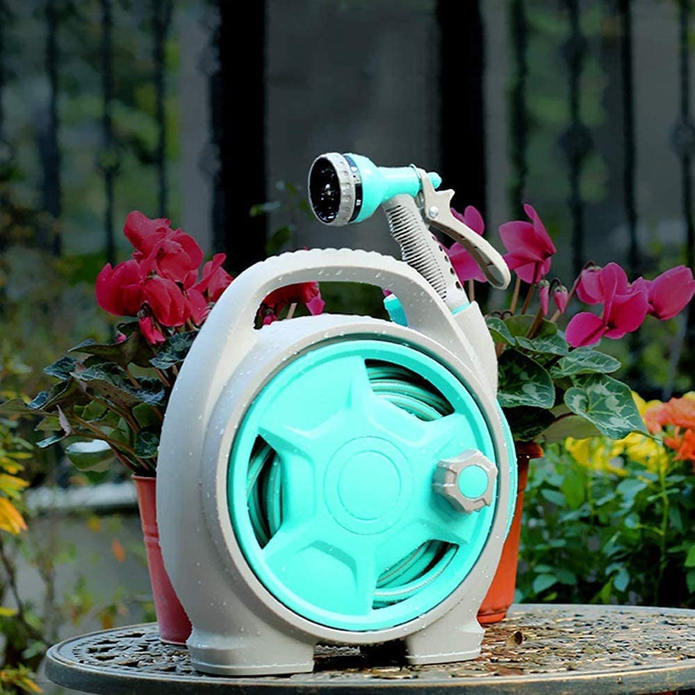 Praktischer Schlauchaufroller mit Sprühdüse – Kompakter Garten-Schlauchwagen für einfaches Bewässern