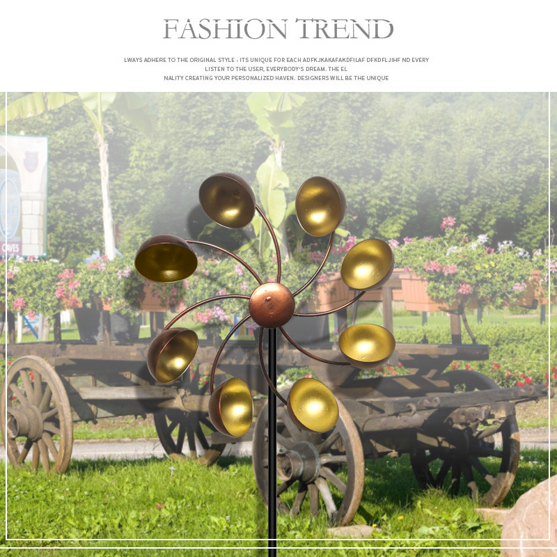 Dekorative Garten-Windmühle mit Metallblüten – Farbiges Windspiel für Außenbereich