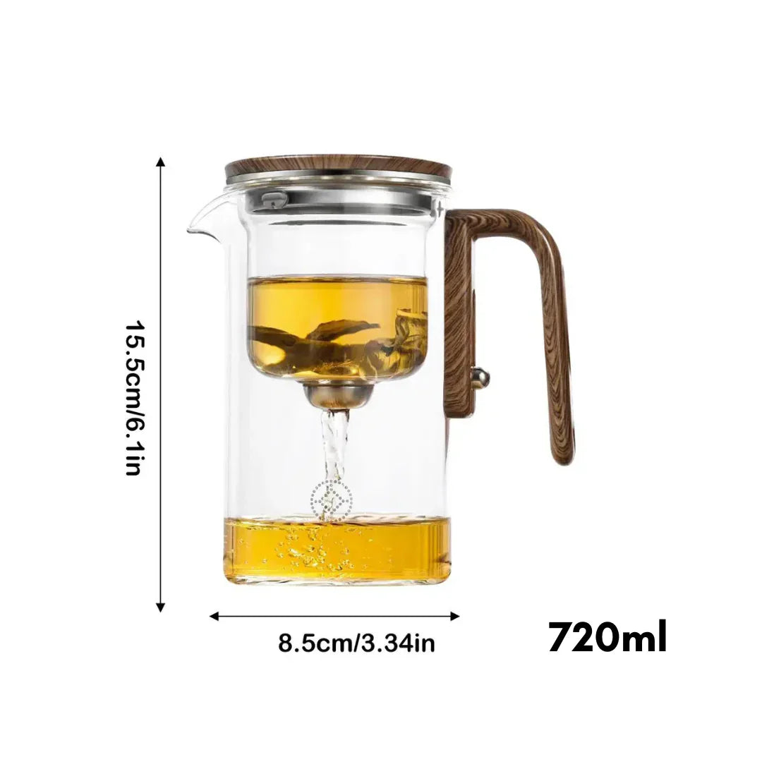 Elegante Teekanne aus Glas mit Holzgriff – Transparente Teekanne für Teegenuss