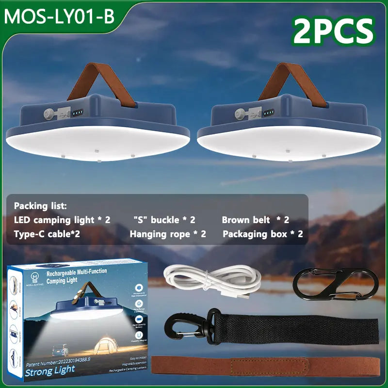 80W Led Solar- Aufladbare Campinglampe Mit Magnet Und Zoomfunktion
