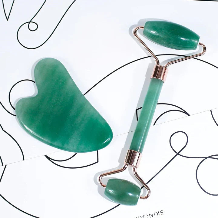 Instant Glow Gua Sha & Jade Roller Set | Für Strahlende Haut Und Natürliche Entspannung