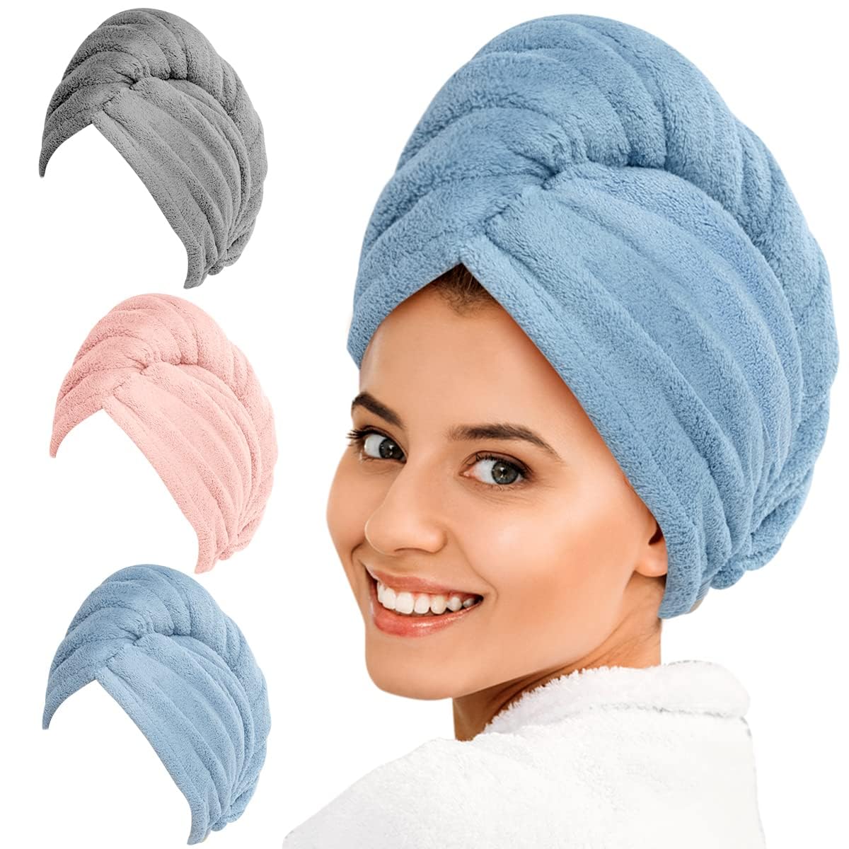 Mikrofaser-Haarhandtuch-Set | 3er Pack Für Schnelles Trocknen