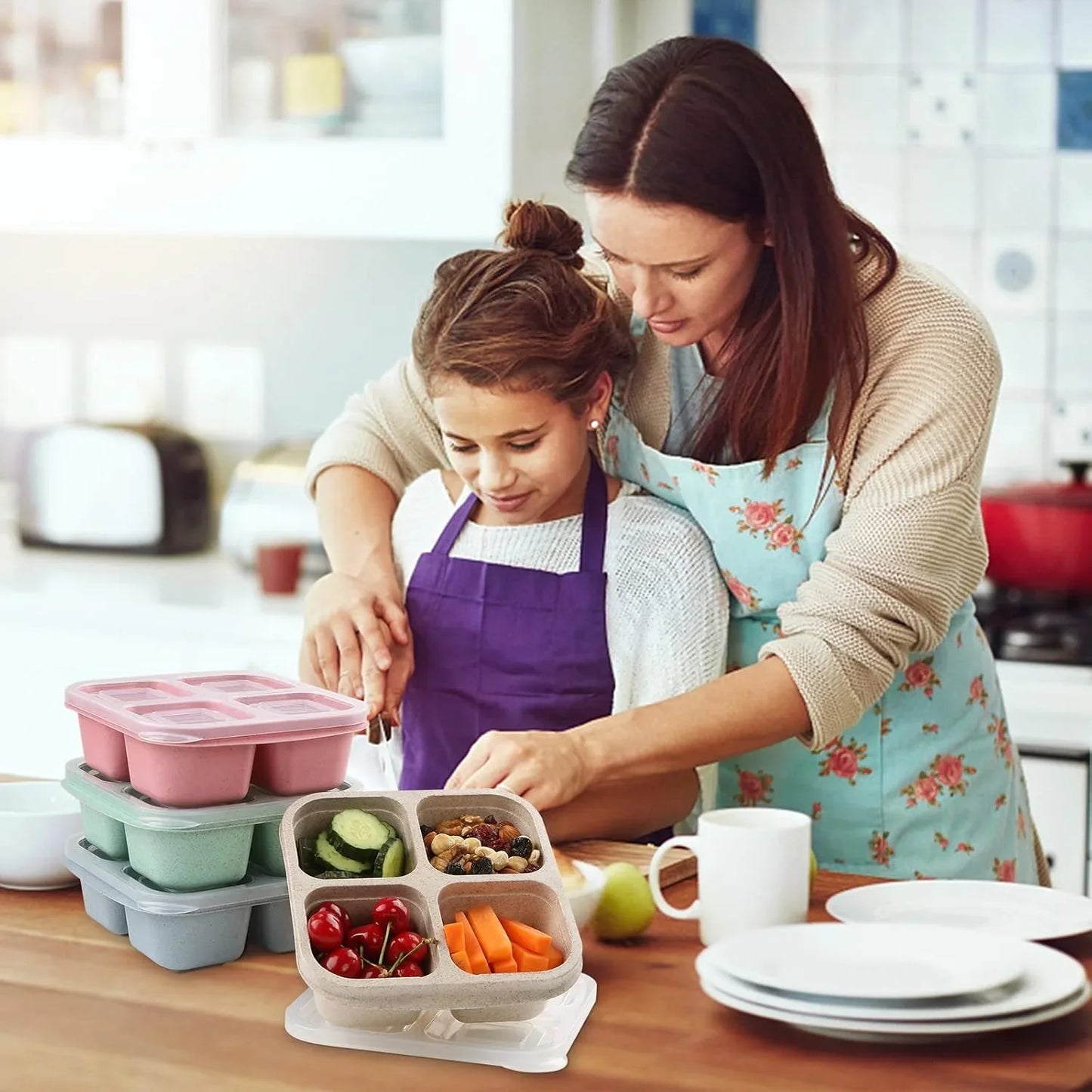 Bento-Style 4-Fach Meal-Prep-Boxen im 4er-Pack – Nachhaltig und Praktisch