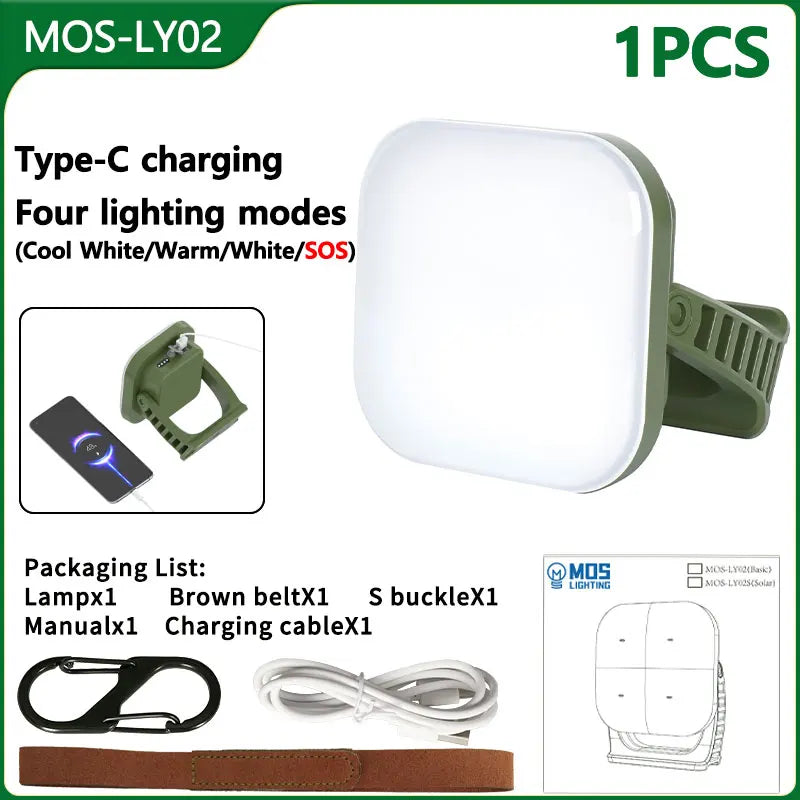 80W Led Solar- Aufladbare Campinglampe Mit Magnet Und Zoomfunktion