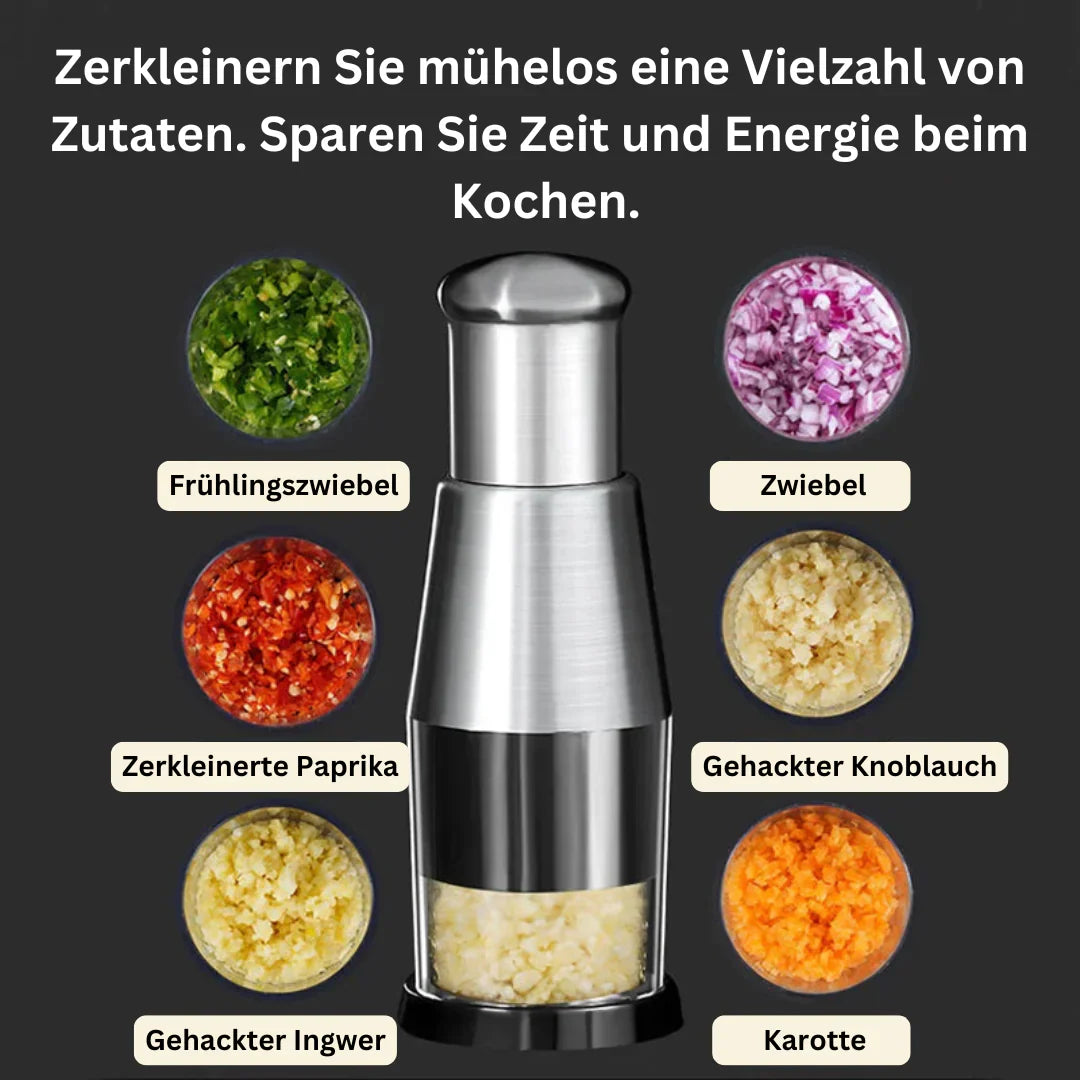 Multifunktionaler Knoblauch und Gemüsehacker – Edelstahl Zerkleinerer für Schnelles Schneiden