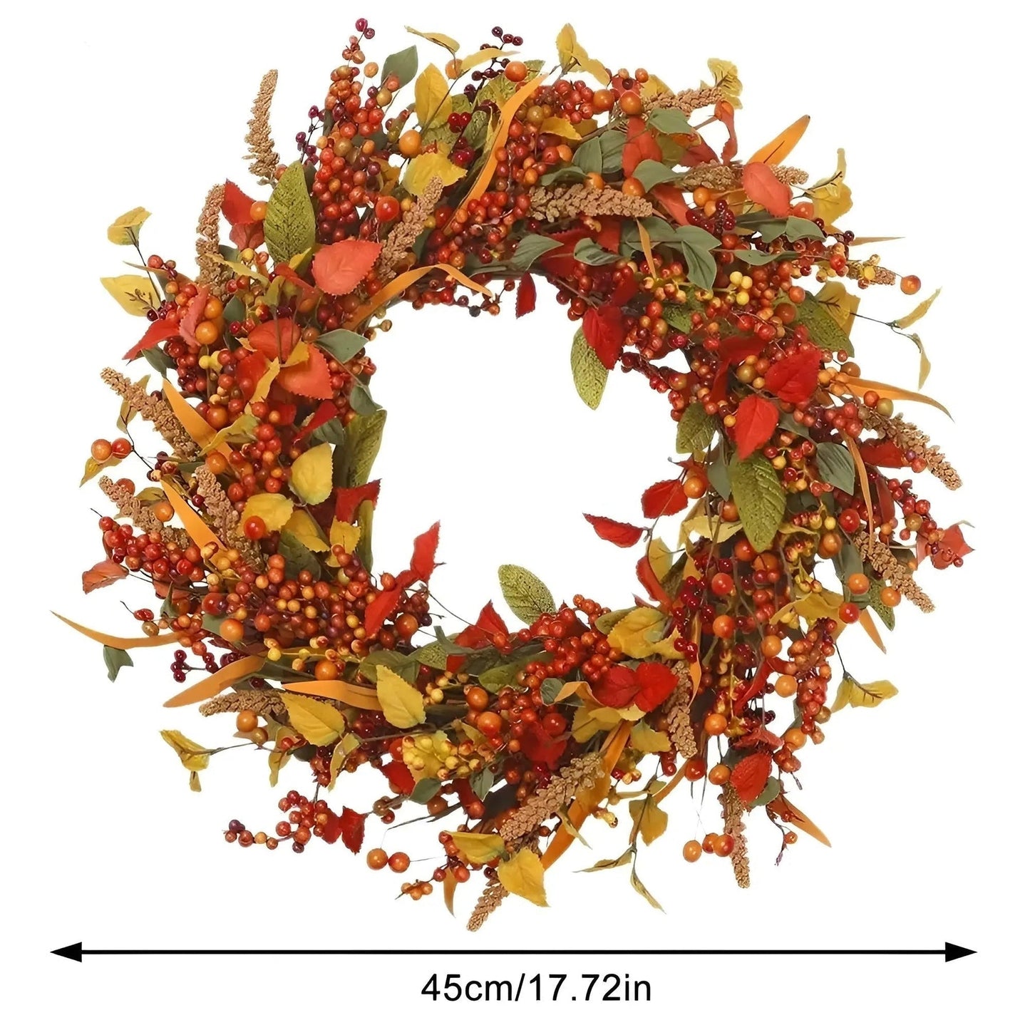 Herbstlicher Rattan Wandkranz mit Beeren und Blättern