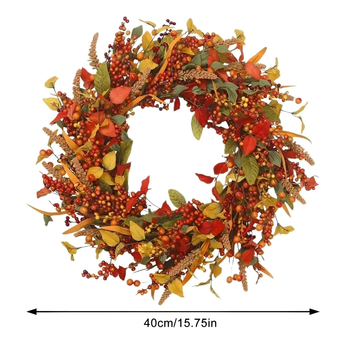Herbstlicher Rattan Wandkranz mit Beeren und Blättern