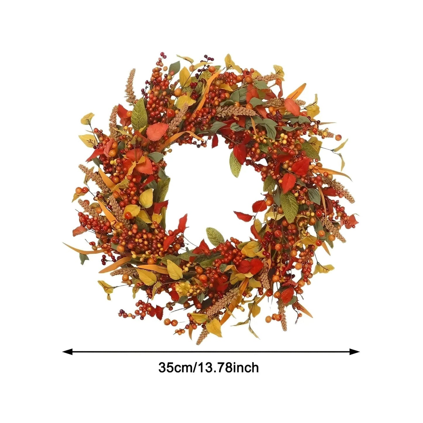 Herbstlicher Rattan Wandkranz mit Beeren und Blättern