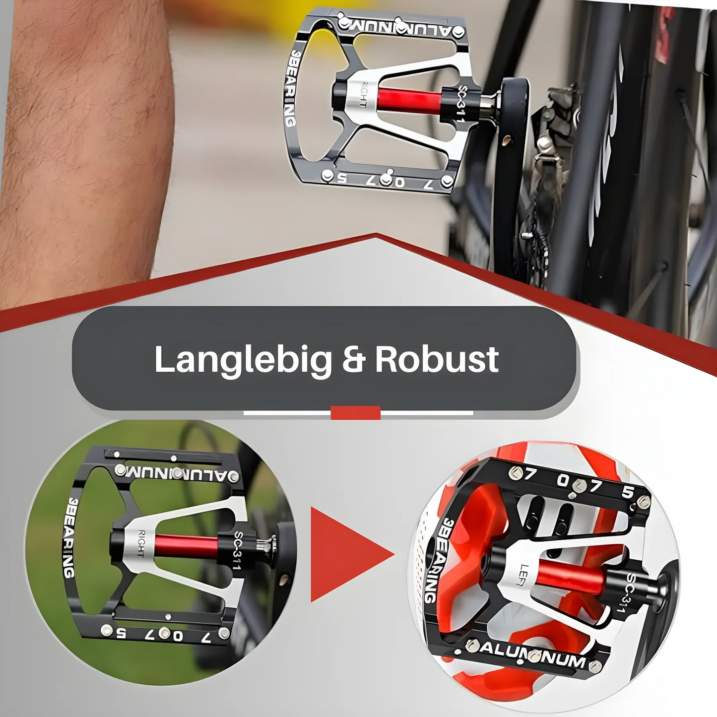 Robuste Leichtmetall Fahrradpedale mit Rutschfestem Grip