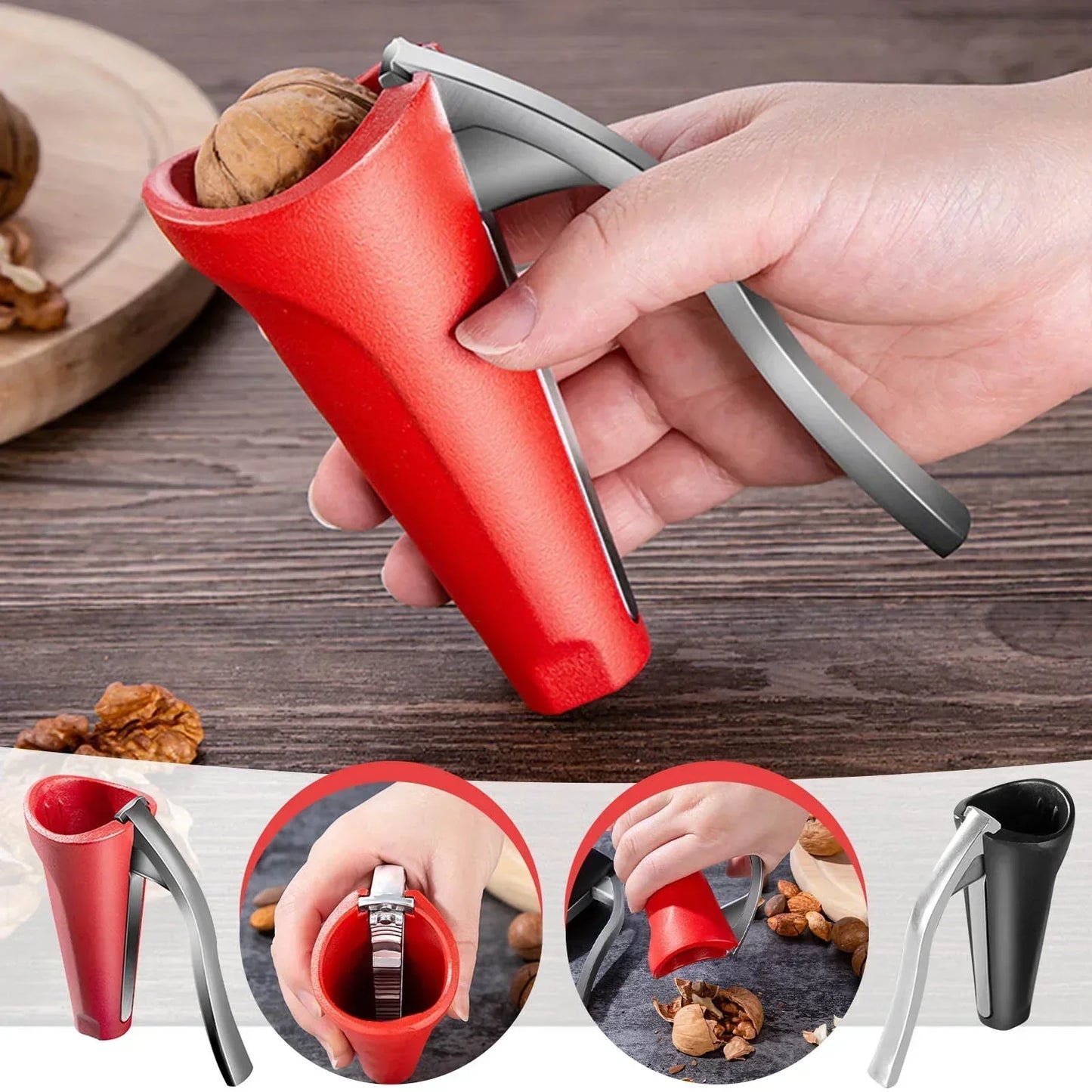Ergonomischer Nussknacker mit Hebelmechanismus – Robuster Walnuss und Haselnussöffner