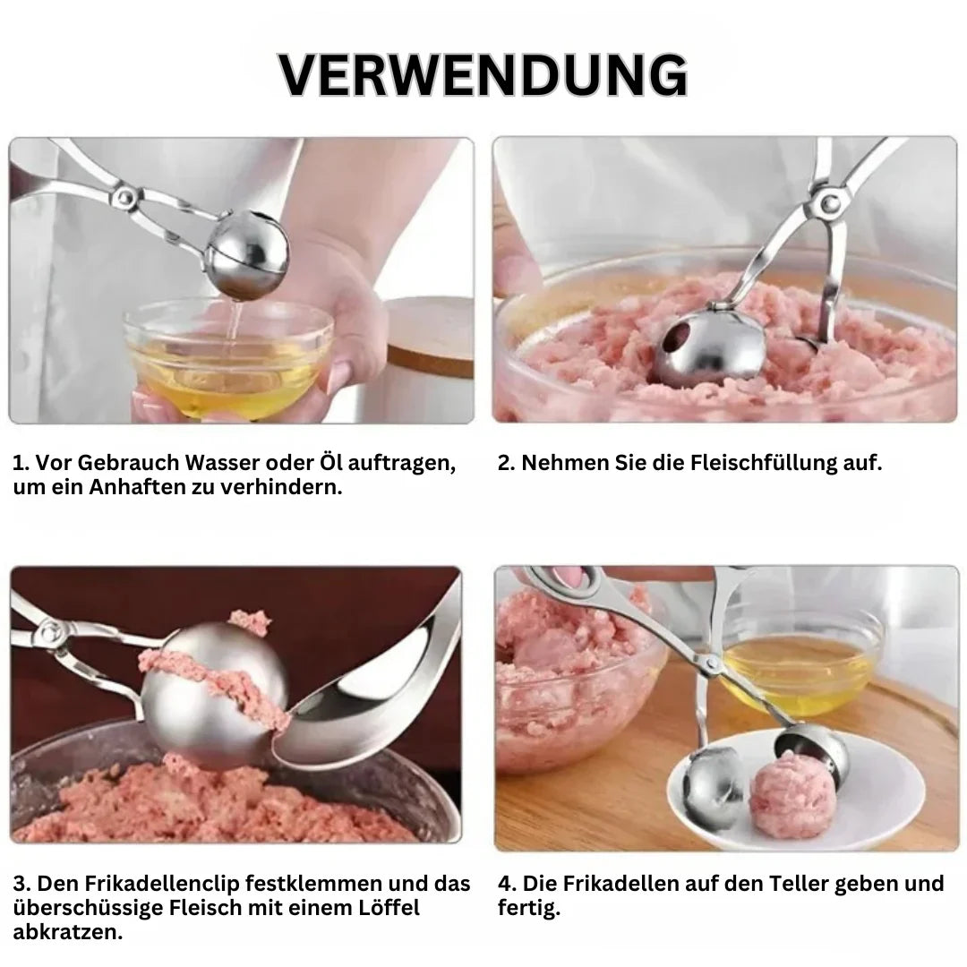 Edelstahl-Fleischballformer – Fleischbällchen Zange für perfekte Hackbällchen