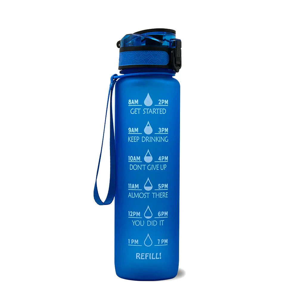 Motivations Wasserflasche mit Zeitangaben