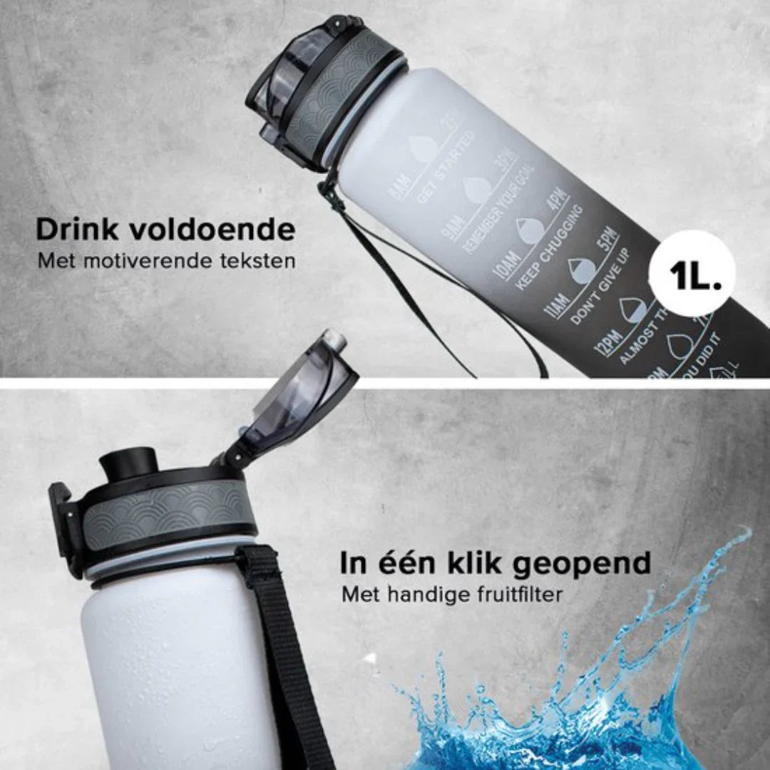 Motivations Wasserflasche mit Zeitangaben
