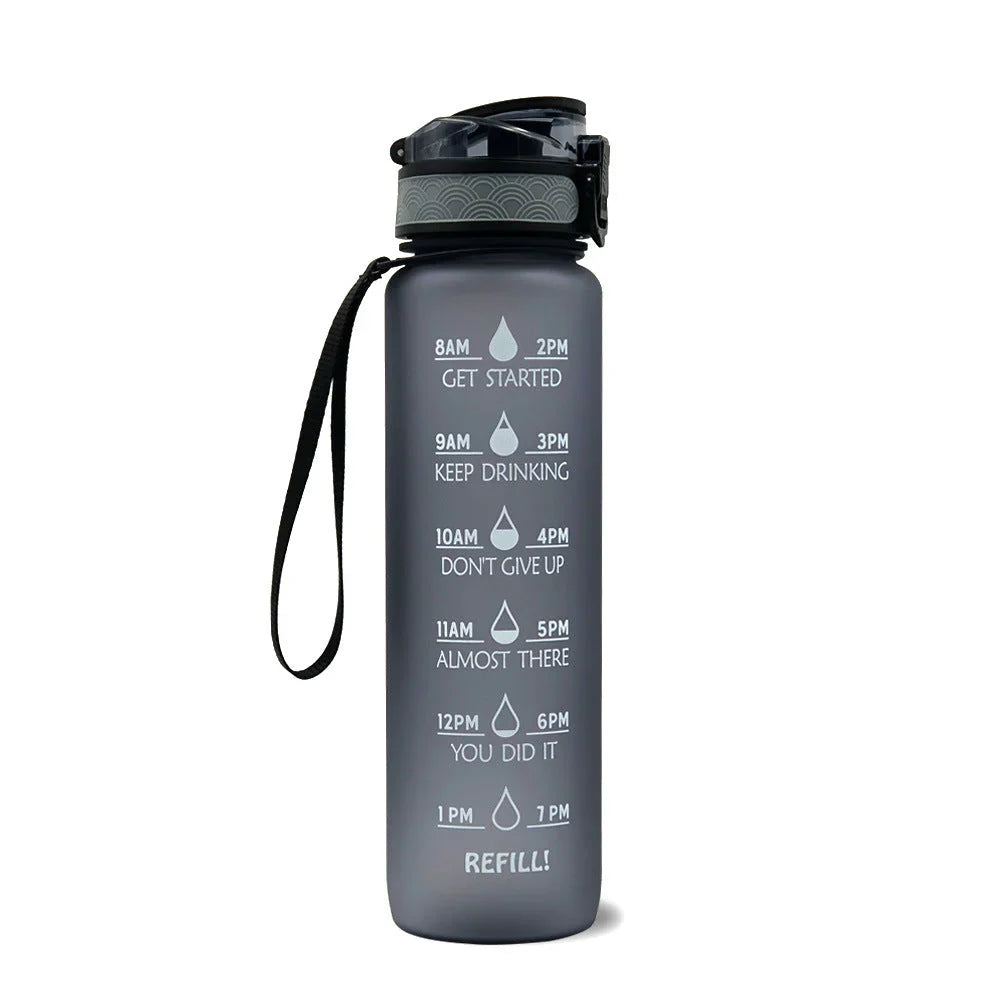 Motivations Wasserflasche mit Zeitangaben