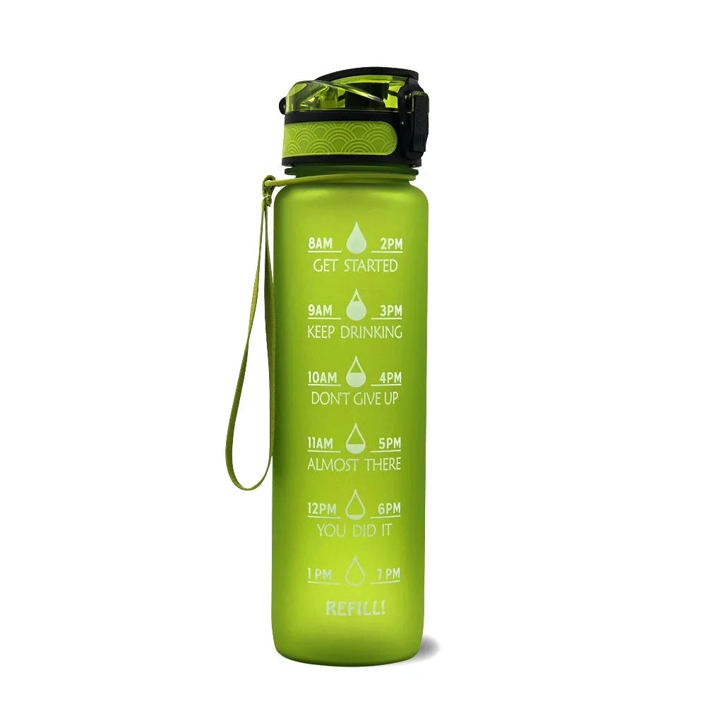 Motivations Wasserflasche mit Zeitangaben