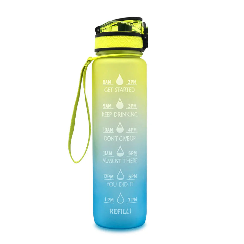 Motivations Wasserflasche mit Zeitangaben