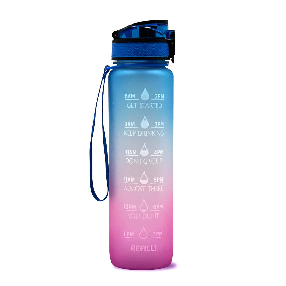 Motivations Wasserflasche mit Zeitangaben