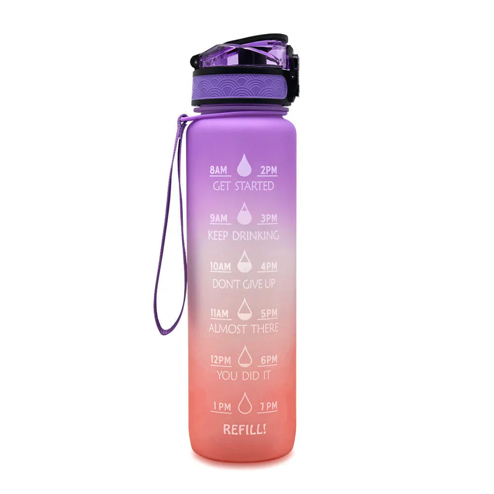 Motivations Wasserflasche mit Zeitangaben