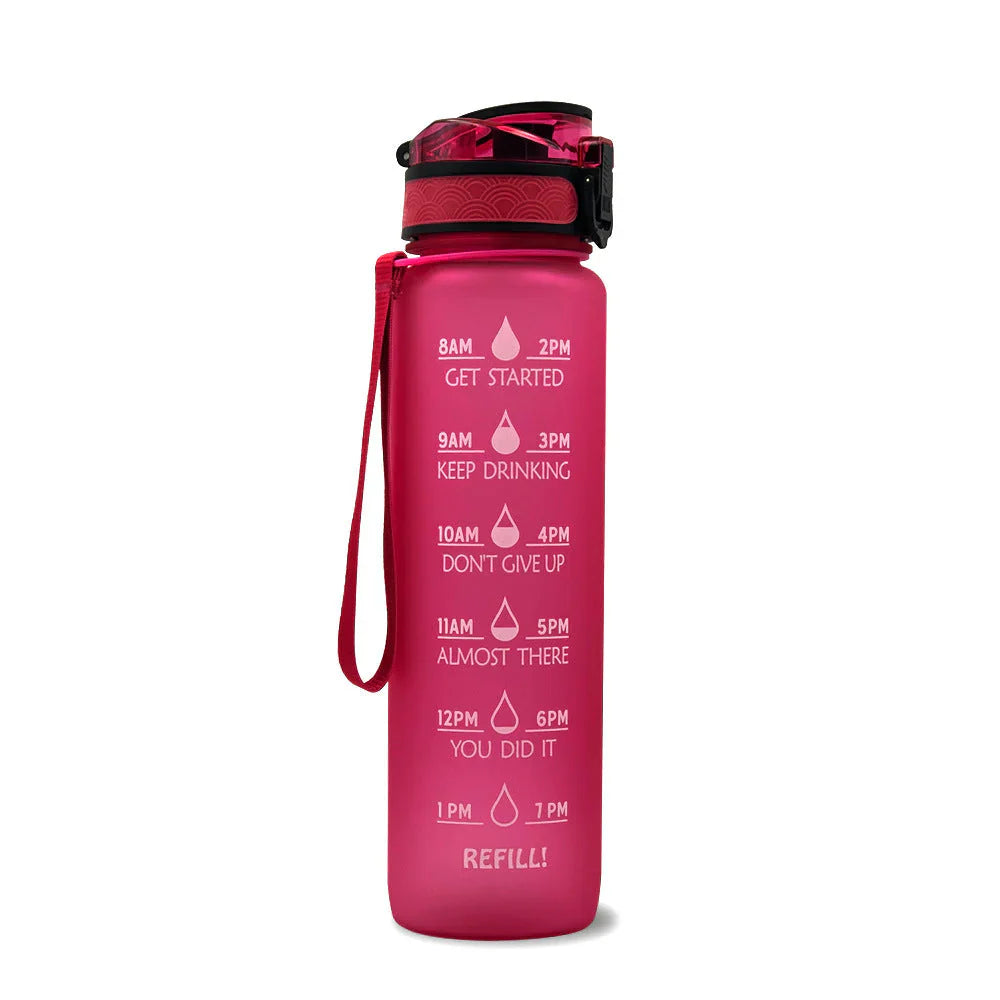 Motivations Wasserflasche mit Zeitangaben