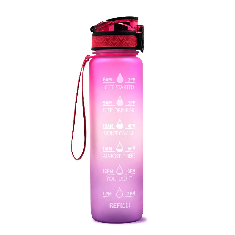 Motivations Wasserflasche mit Zeitangaben