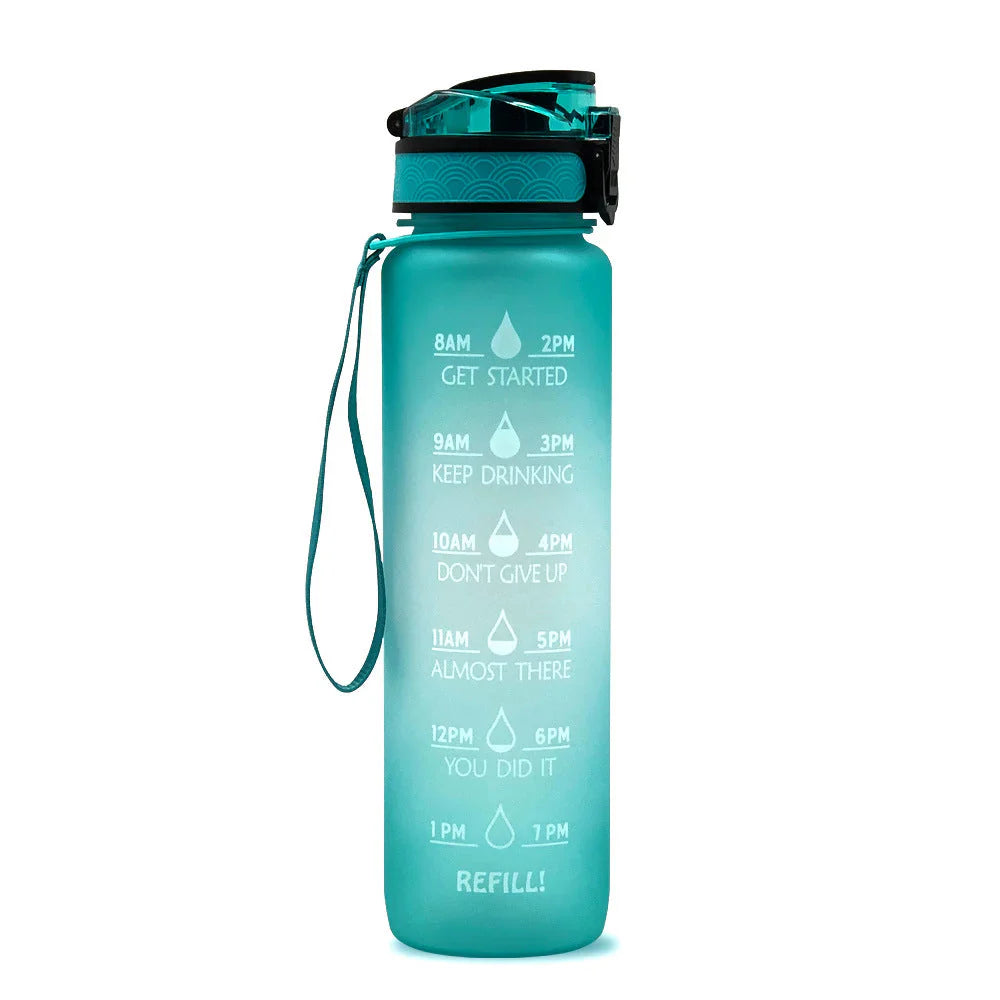 Motivations Wasserflasche mit Zeitangaben
