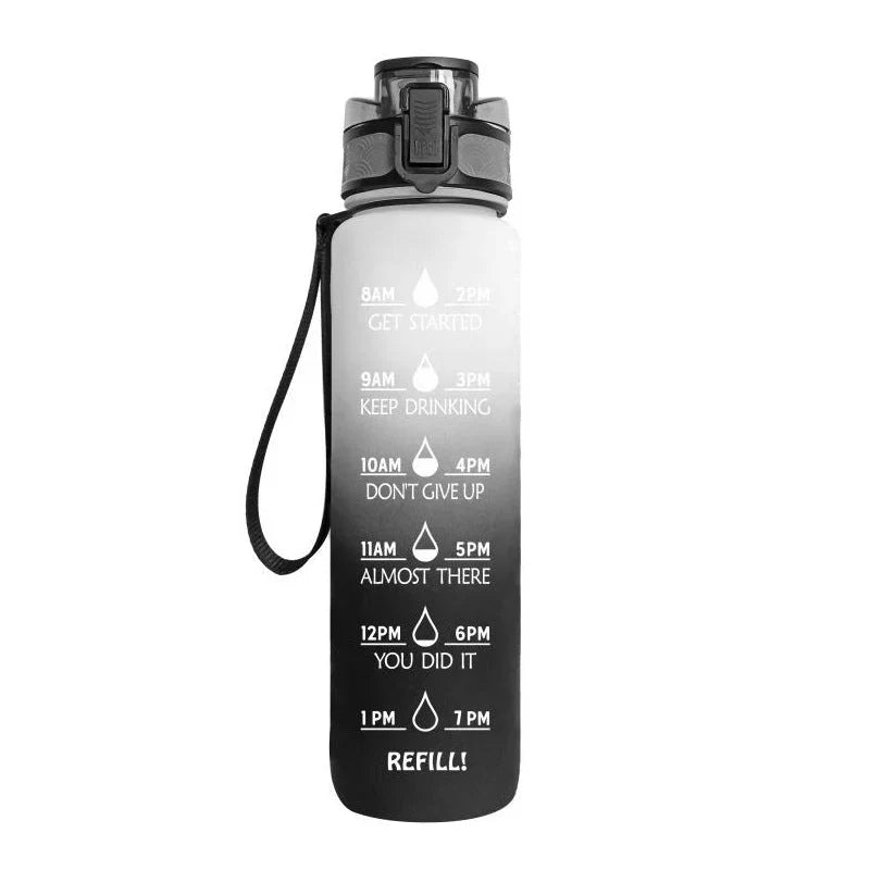 Motivations Wasserflasche mit Zeitangaben
