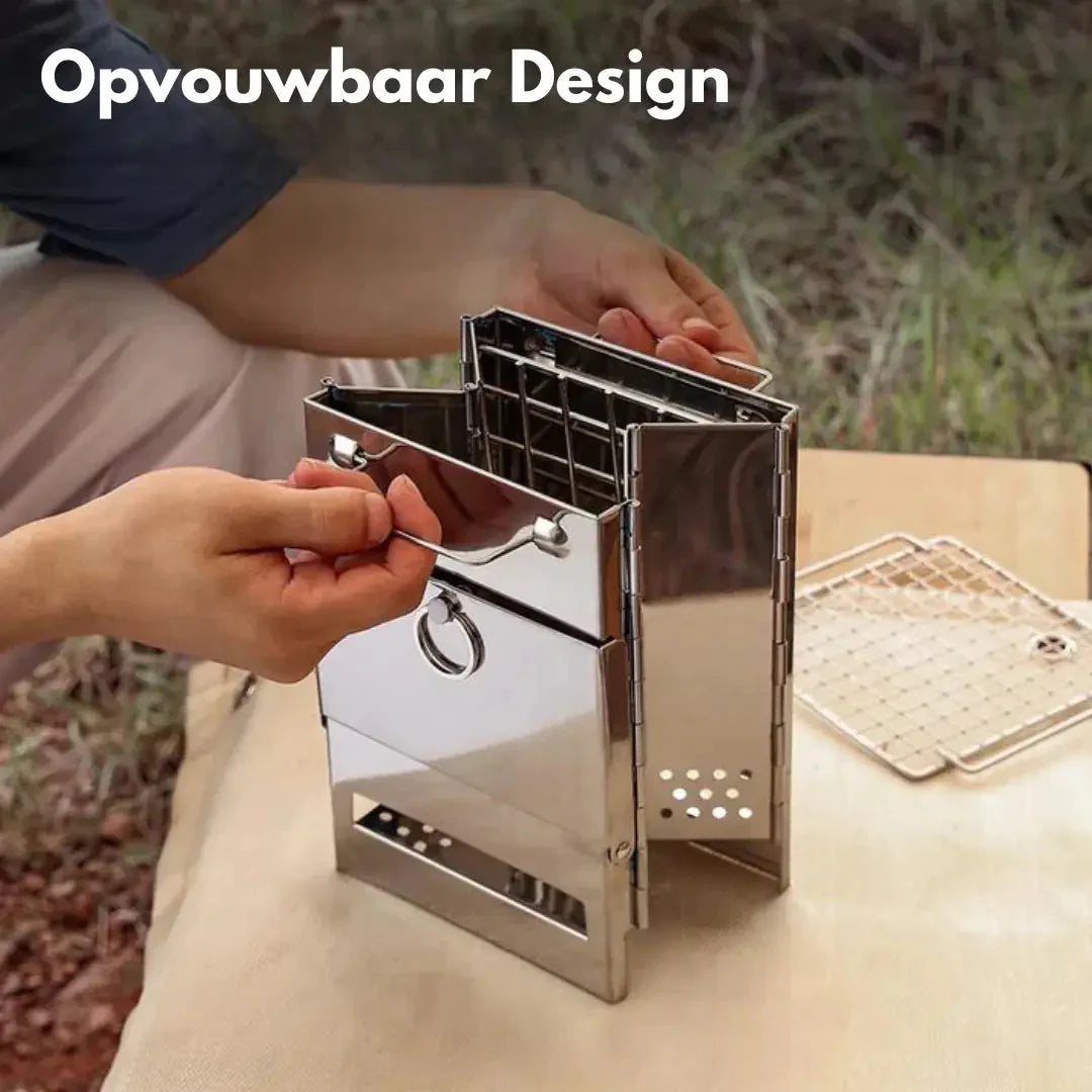 Faltbarer Edelstahl Holzofen – Tragbarer Campingkocher für Outdoor Kochen