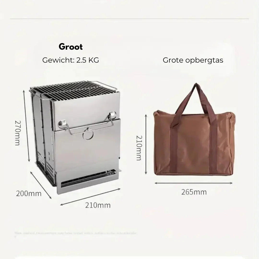 Faltbarer Edelstahl Holzofen – Tragbarer Campingkocher für Outdoor Kochen