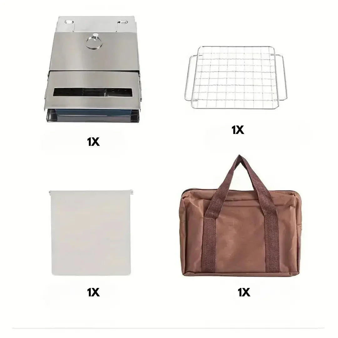 Faltbarer Edelstahl Holzofen – Tragbarer Campingkocher für Outdoor Kochen