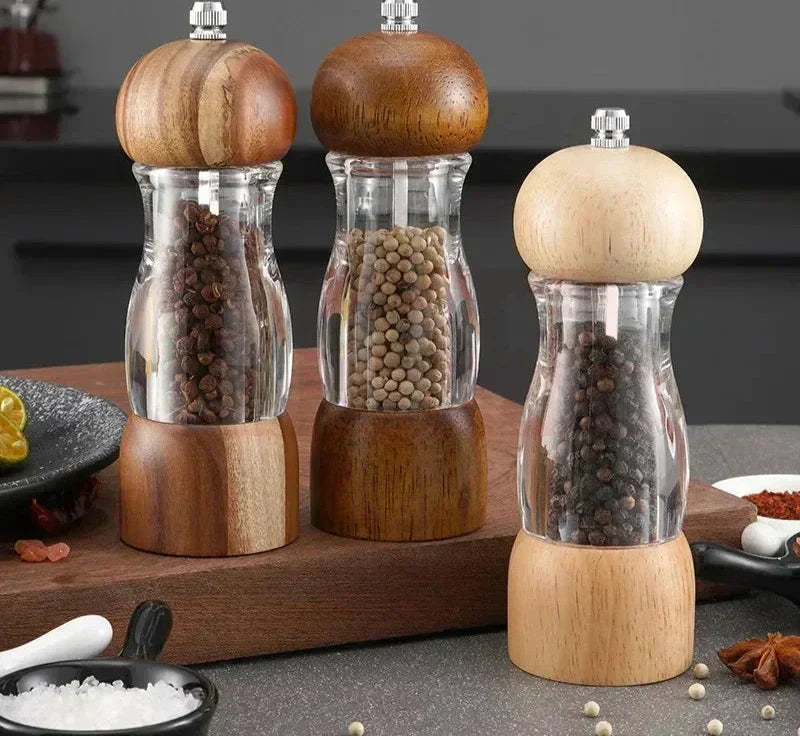 Pfeffermühle und Salzmühle Set Aus Holz Und Glas – Stilvolle Gewürzmühlen Für Die Küche