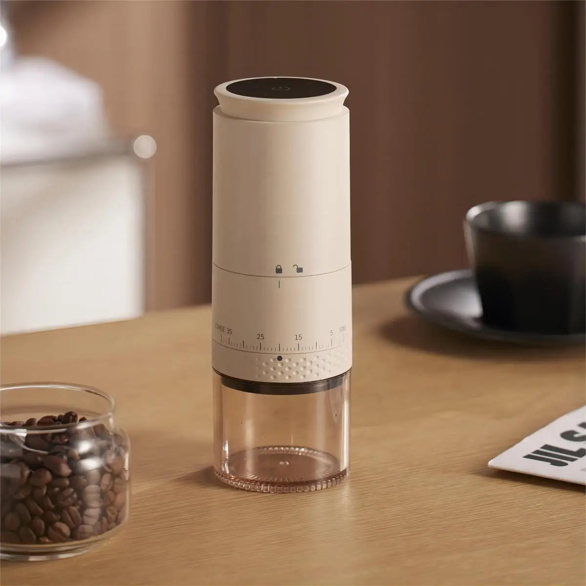 Tragbare Elektrische Kaffeemühle mit Einstellbarem Mahlgrad