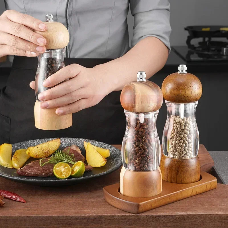 Pfeffermühle und Salzmühle Set Aus Holz Und Glas – Stilvolle Gewürzmühlen Für Die Küche