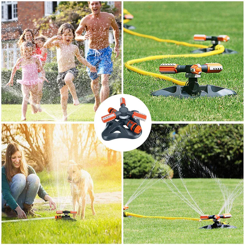 Drehbarer Garten-Sprinkler mit 3 Düsen – Effizienter Bewässerungssprinkler für Rasen und Garten