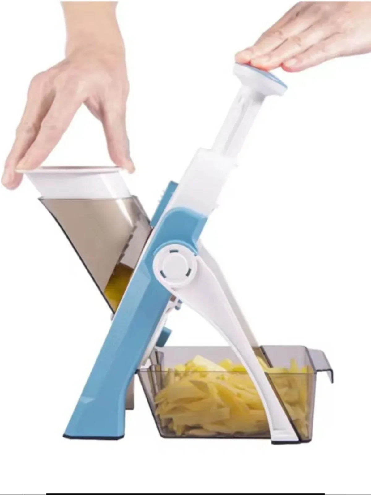 Sicherer 5-in-1 Gemüseschneider mit Auffangbehälter 1+1 Gratis