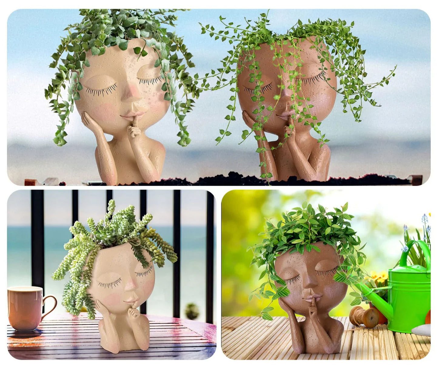 Deko-Blumentopf – Kreativer Pflanzentopf mit Gesicht für Zimmerpflanzen & Sukkulenten