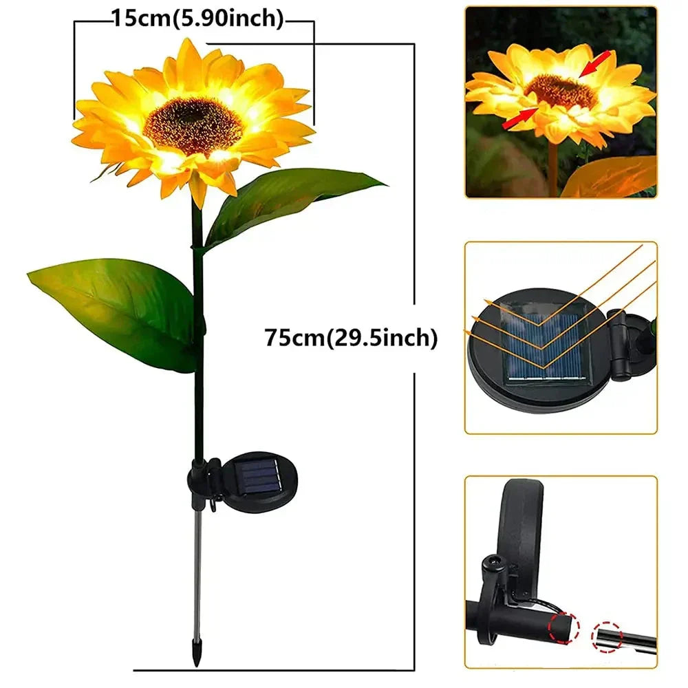 Wasserdichte Solar-Sonnenblumenlampe für Garten & Terrasse
